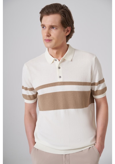 Morven Erkek Ekru Trend Soft Pamuk Polo Yaka Triko T-shirt 26ys018017454 Ekru