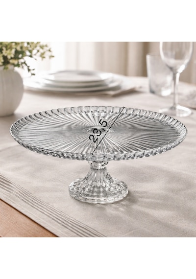 Selen Concept Damla Model Ayaklı Cam Yuvarlak Kek Ve Pasta Sunumluk Tekli Şeffaf