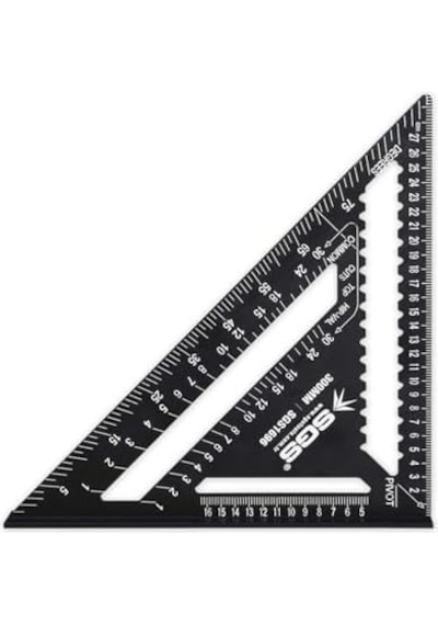 Sgs Alüminyum Üçgen Gönye, 300 Mm, Siyah, Ölçüm Aracı, Model Sgs1696
