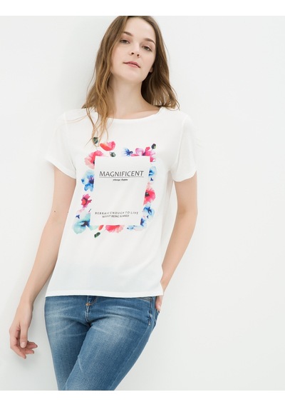 Koton Floral T-shirt Kırık Beyaz 7kak18228gk 7KAK18228GK001 Ekru