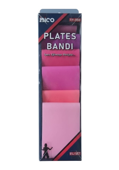 Bıco Plates Bantı Silikon Esnek Renkli Direnç Bandı Seti, 5 Parça, 10-15-20-30-40 Seviye Direnç Çok Renkli