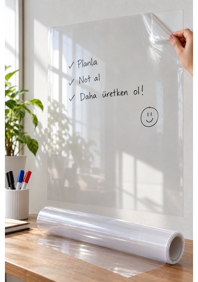 10 Adet Kendinden Yapışkanlı Şeffaf Tahta Filmi Pvc Silinebilir Duvar Yazı Tahtası Film 2 Metre X 60 Cm, Okul Kreş Adhesive Dry-erase Diğer