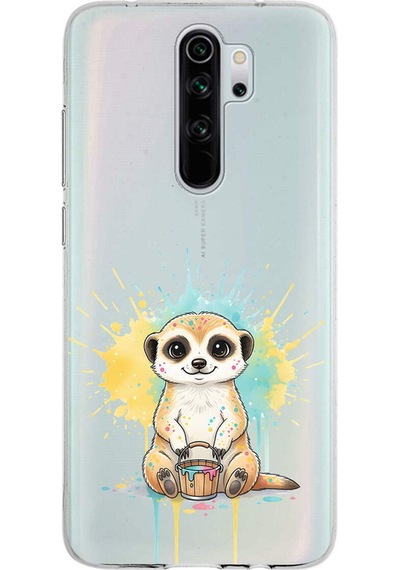 Redmi Note 8 Pro İle Uyumlu Splash Mirket Tasarımlı Şeffaf Silikon Kılıf Şeffaf
