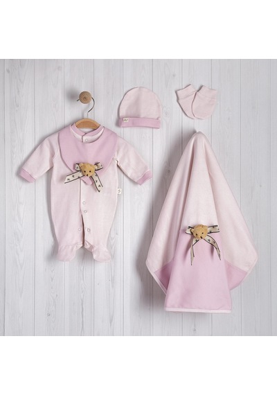 Lamato Baby Ayıcık Aksesuarlı 5 Parça Prematüre Hastane Çıkışı Set Pembe