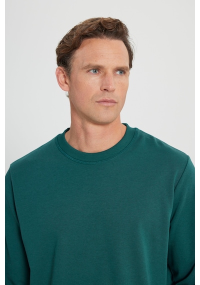 Ac&Co / Altınyıldız Classics Standart Fit Normal Kesim Bisiklet Yaka Erkek Sweatshirt - Koyu Yeşil