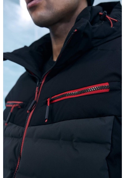 Defacto Su İtici Regular Fit Kapüşonlu Fermuarlı Rüzgar Geçirmez Kayak Montu F5352ax25wnbk81 Siyah-bk81
