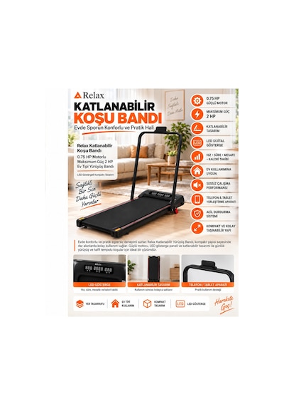 Ekranlı Uzaktan Kumandalı Portatif Bluetoothlu Yürüme Ve Koşu Bandı Rl-895
