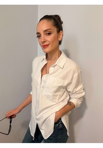 Ali Butik Ekru Basic Keten Gömlek Ekru
