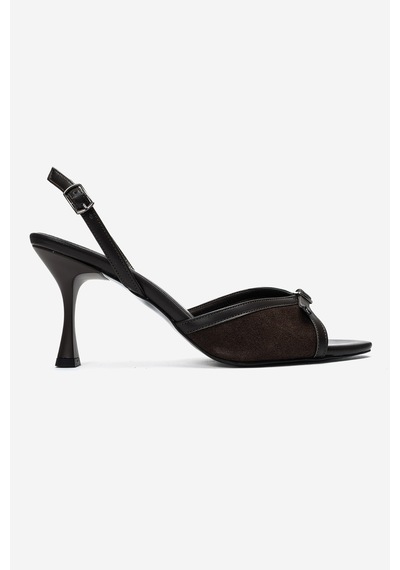 Luvi Shoes Ulea Kahverengi Cilt Süet Kadın İnce Topuklu Ayakkabı