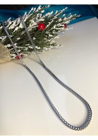 Vog 3mm 60 Cm Çelik Kare Model Tilki Kuyruğu Beyaz Renk Sevgiliye Eşe Babaya Kolye Beyaz