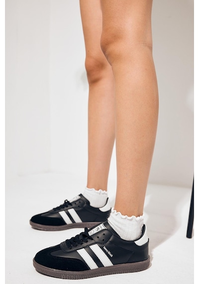 Tonny Black Termo Taban Yanı Şeritli Bağcıklı Unisex Siyah Süet Spor Ayakkabı Tbzer020 Siyah Süet