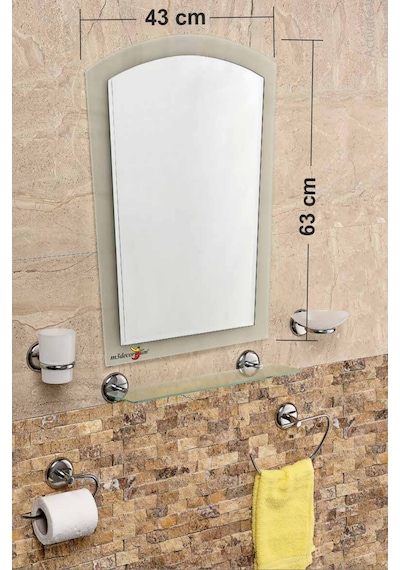 Çift Camlı 6 Parça Dev Büyük Banyo Wc Kafe Cafe Tuvalet Ayna Seti Gümüş