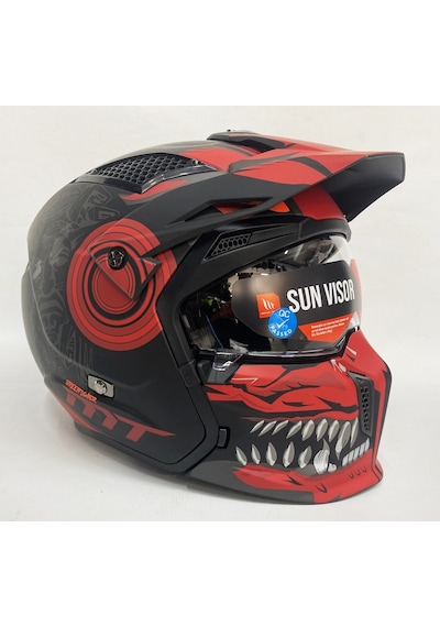Mt Streetfighter SV Aztec B5 Modüler Motosiklet Kaskı Mat Siyah -  Kırmızı
