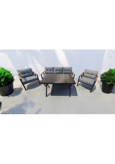 Pimango Pi Locca Bahçe Balkon Mobilyası Gri 3+1+1 Ve Perla Masa Gri Pimango Pi Locca Bahçe Balkon Mobilyası Gri 3+1+1 Ve Perla Masa Gri