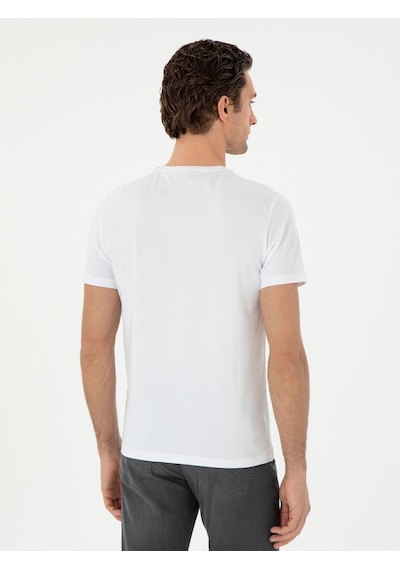Beyaz Slim Fit Bisiklet Yaka Merserize Basic T-shirt 15841036