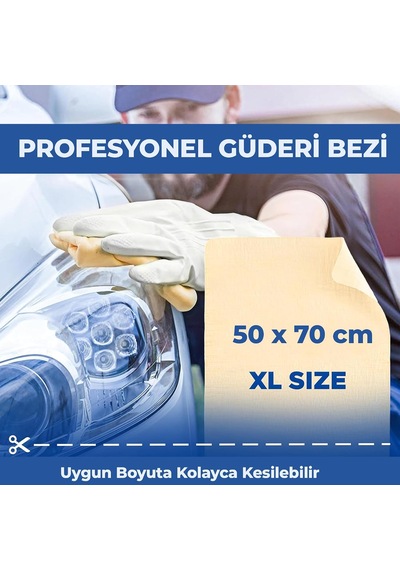 Güderi Oto Kurulama Bezi 50x70 Cm, Büyük Boy Ultra Emici Araç Kurulama Havlusu, Yıkanabilir Sentetik Araba Güderi Bezi