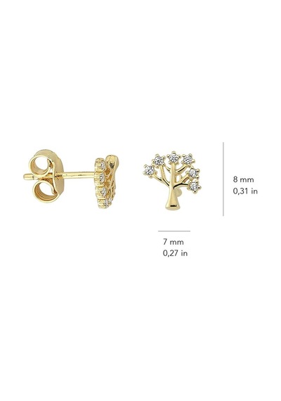 Goldkupe 14 Ayar Altın Taşlı Ağaç Küpe 1,03 Gr-4210