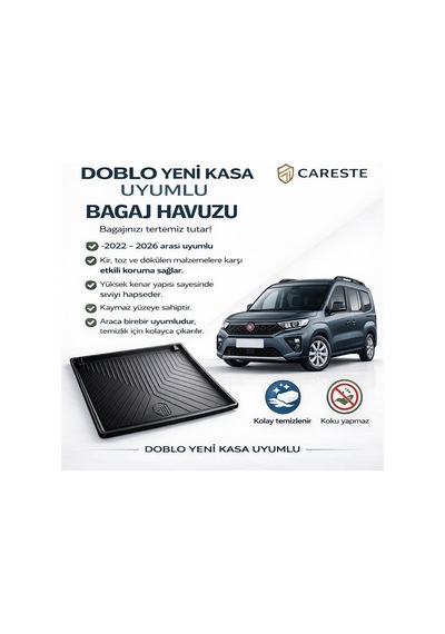 Fiat Doblo Bagaj Havuzu 2022-2026 Yeni Kasa Uyumlu 3d Kaymaz Kolay Temizlenir