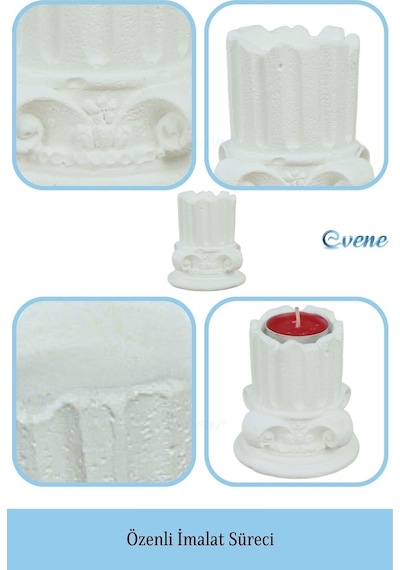 Mumluk Şamdan Tealight Mum Uyumlu Tarihi Sütun Model - Beyaz