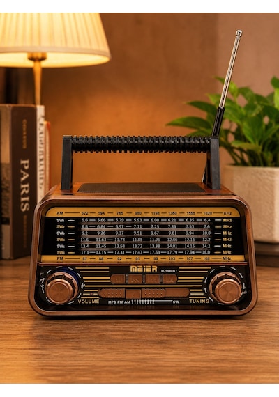 Retro Radyo Bluetoothlu Nostaljik Yüksek Ses Çıkışlı - Şarjlı Radyo Mp3 Müzik Çalar Meıer M-1940bt