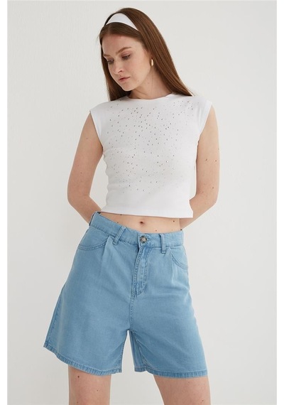 Fashion Friends Kadın Denim Şort 25y0383k1 Mavi