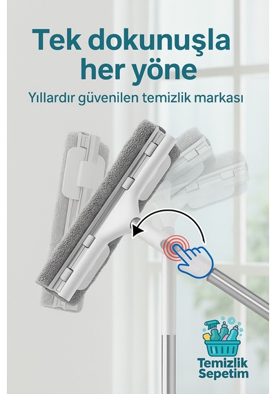Mandallı Çift Taraflı Cam Mopu 1 Yedek Bezli