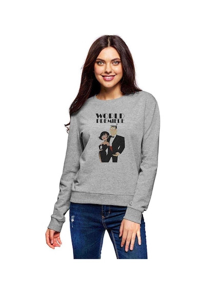 Samurai Jack Baskılı Gri Kadın Sweatshirt (528299028)