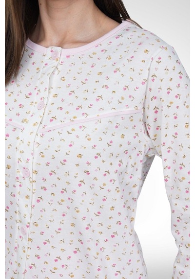 Mecit Pijama Mecit 6362 Pembe Boydan Düğmeli Büyük Beden Kadın Pijama Takımı