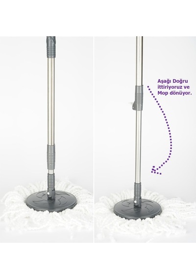 Bimbambom Mikrofiber Akıllı Saplı Püsküllü Dönerli Mop Temizlik Seti