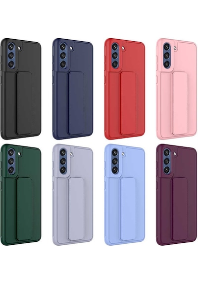 Samsung Galaxy Uyumlu S21 Fe Kapak Standlı El Tutacaklı Silikon Kılıf