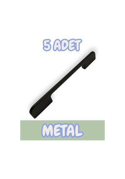 Tiran Alüminyum Metal Lüks Modern Mobilya Çekmece Mutfak Dolabı Kulpu Siyah 160mm 5 Adet Siyah