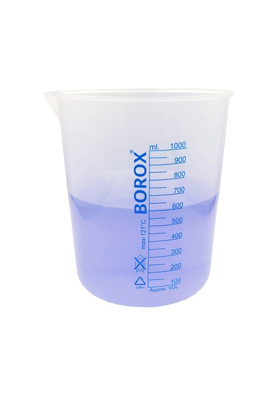 Borox Plastik Beher 1000 ML Ölçü Kabı Mavi Skala