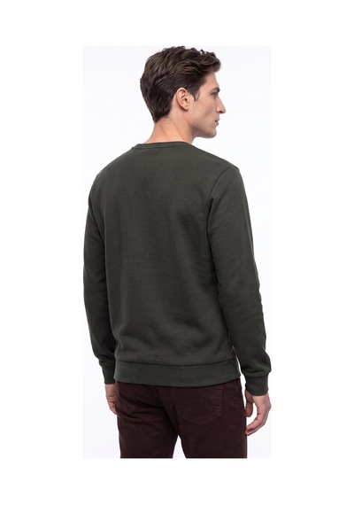 Mustang Haki Erkek Basic Nakışlı Sweatshirt M6wm-swt1590
