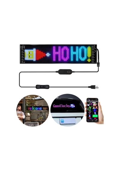 Powermaster Pm-23822 12x68cm Oto Rgb Kayan Yazı Led Tabela Araç Arka İçi Cam Yazı Panosu
