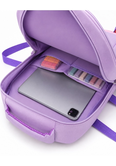 Quovo Kawaii Bag Club Kore Tarzı Full Aksesuarlı Ortopedik Günlük Yeni Okul Sırt Çantası Lila