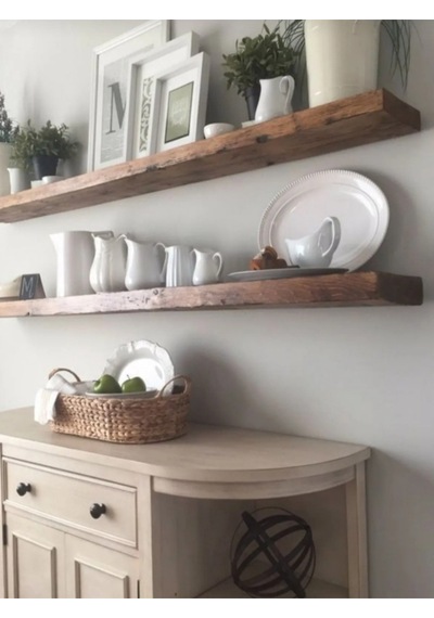Dekoratif Doğal Ahşap 2 Li 230 X 15 X 4 Cm Gizli Aparatlı Raf Ahşap
