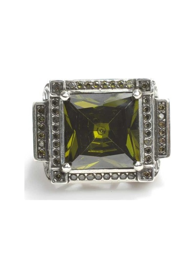 925 Ayar Gümüş Kare Peridot Taşlı Erkek Yüzük (552868294)