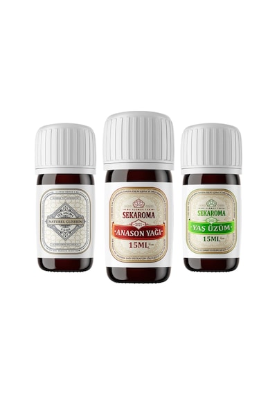 Sek Aroma Tekirdağ Seti Anason Yağı + Yaş Üzüm + Gliserin 3 x 15 ML - 5 L Uyumlu