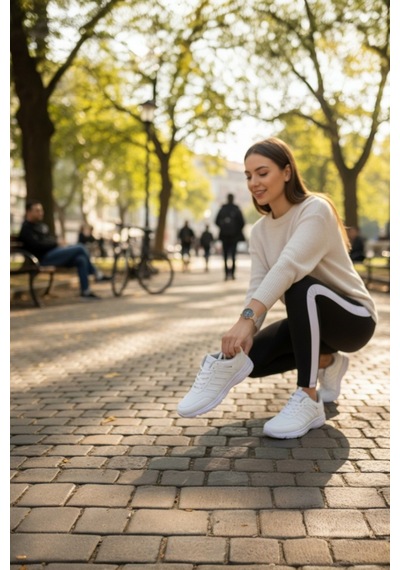 Enoch Erkek Nefes Alan Yürüyüş Ayakkabısı - Hafif Taban Spor Sneaker Beyaz