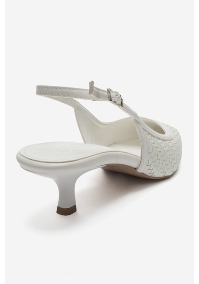 Luvi Shoes Alvessıa Beyaz Örgü Kadın Kısa Topuklu Ayakkabı