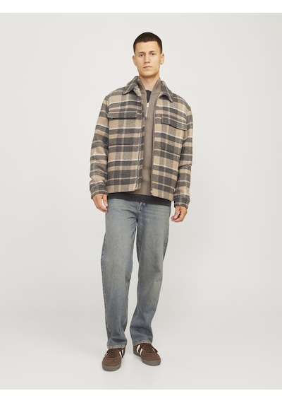 Jack & Jones Erkek Yarım Fermuarlı Örme Kazak - Milano Greige Çok Renkli