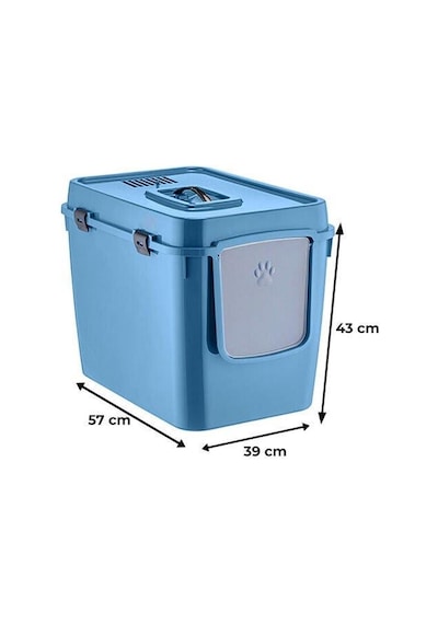 Herniks Handor Kapalı Kedi Tuvaleti 57x39x43 - Mavi