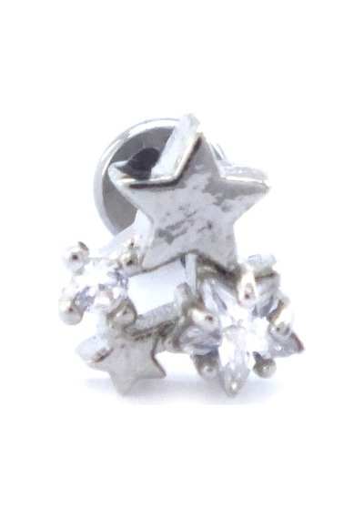 Ferizz 316l Çelik Zirkon Taşlı Yıldızlı Piercing Prc-195 Gümüş