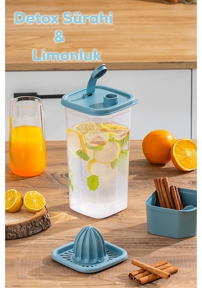 Porsima 06-1109  Sürahi & Limonluk Şeffaf 15 L - Mavi