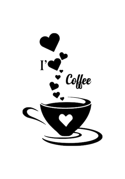 I Love Coffee Sticker Oto Motor Laptop Duvar Folyo Sticker 30x42 Cm