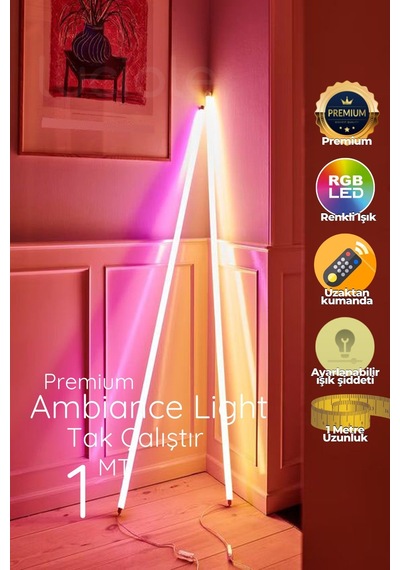 Rgb Led Strip Tube Light Lambader Uzaktan Kumandalı Işık Lamba Ampül Aydınlatma Renkli Animasyonlu5