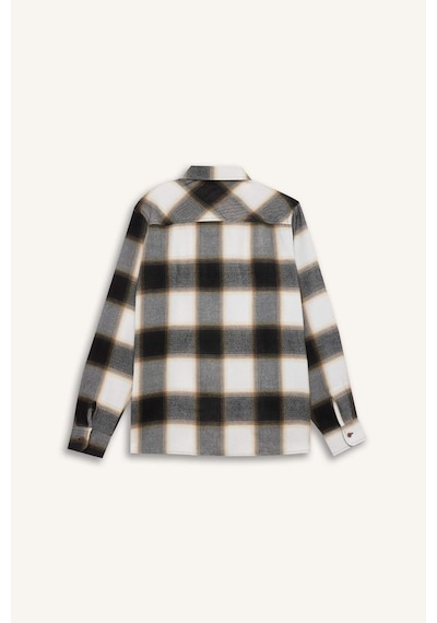 DeFacto Regular Fit Polo Yaka Kareli Flanel Uzun Kollu Gömlek D5835AX24AUBN279