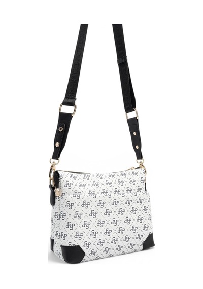 Silver & Polo Silver Polo Beyaz - Siyah Monogram Kadın Çapraz Çanta Sp1110
