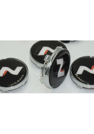 Hyundai N Line Logo Jant Göbeği Gümüş Siyah Kapak Seti 60mm