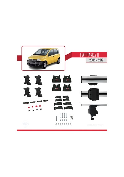 Fiat Panda Iı 169 2003-2012 Arası İle Uyumlu Ace-4 Ara Atkı Tavan Barı Gri